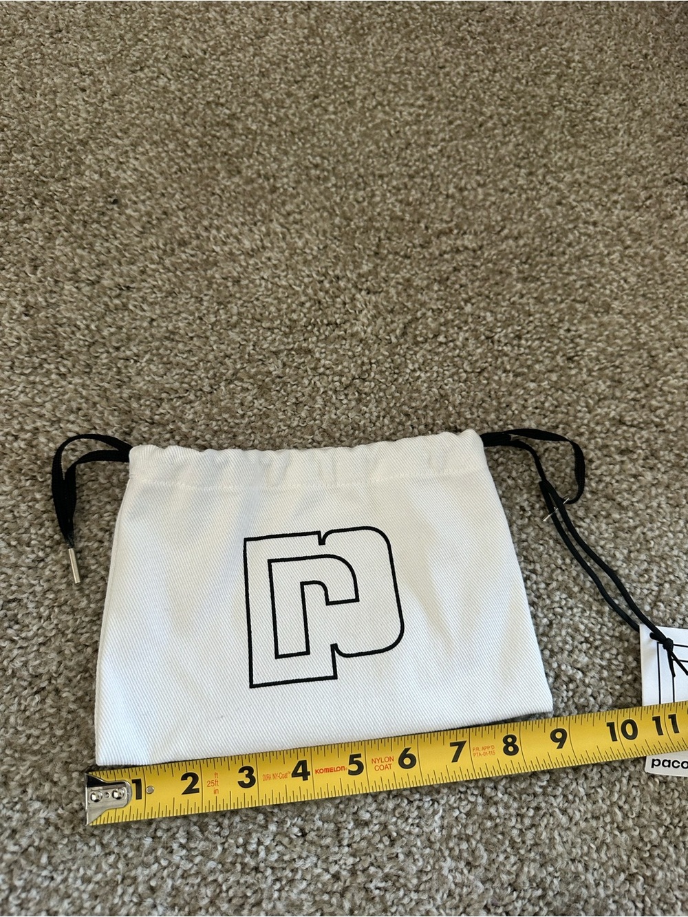 White paco rabanne Drawstring Pouch with Black Logo